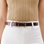 Women's Slim Double Loop Leather Belt